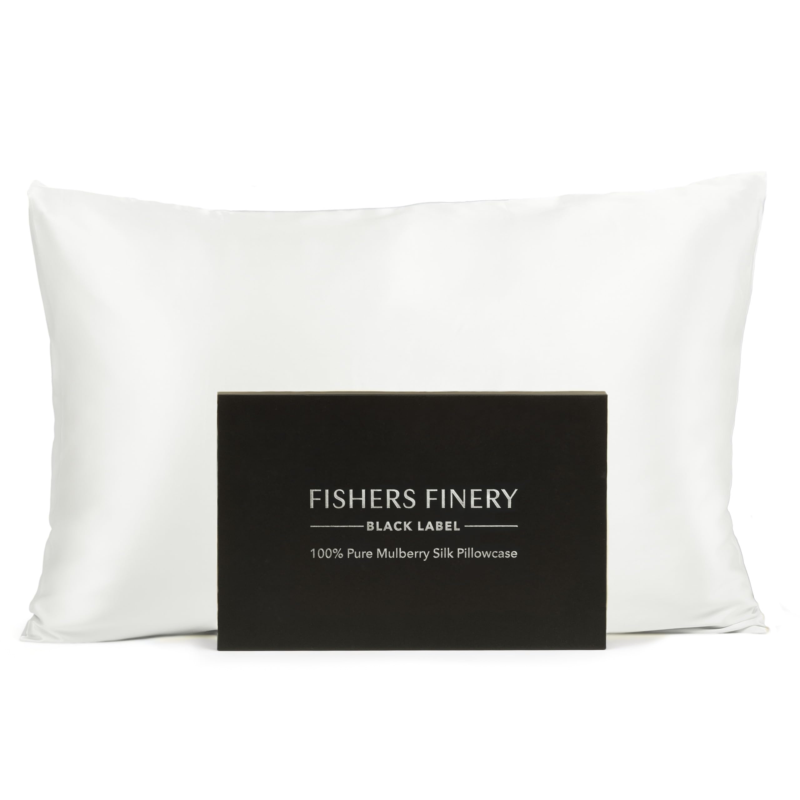 Fishers Finery 30mm 100% Pure Mulberry Silk Pillowcase, Good Housekeeping Quality Tested (White, Queen)