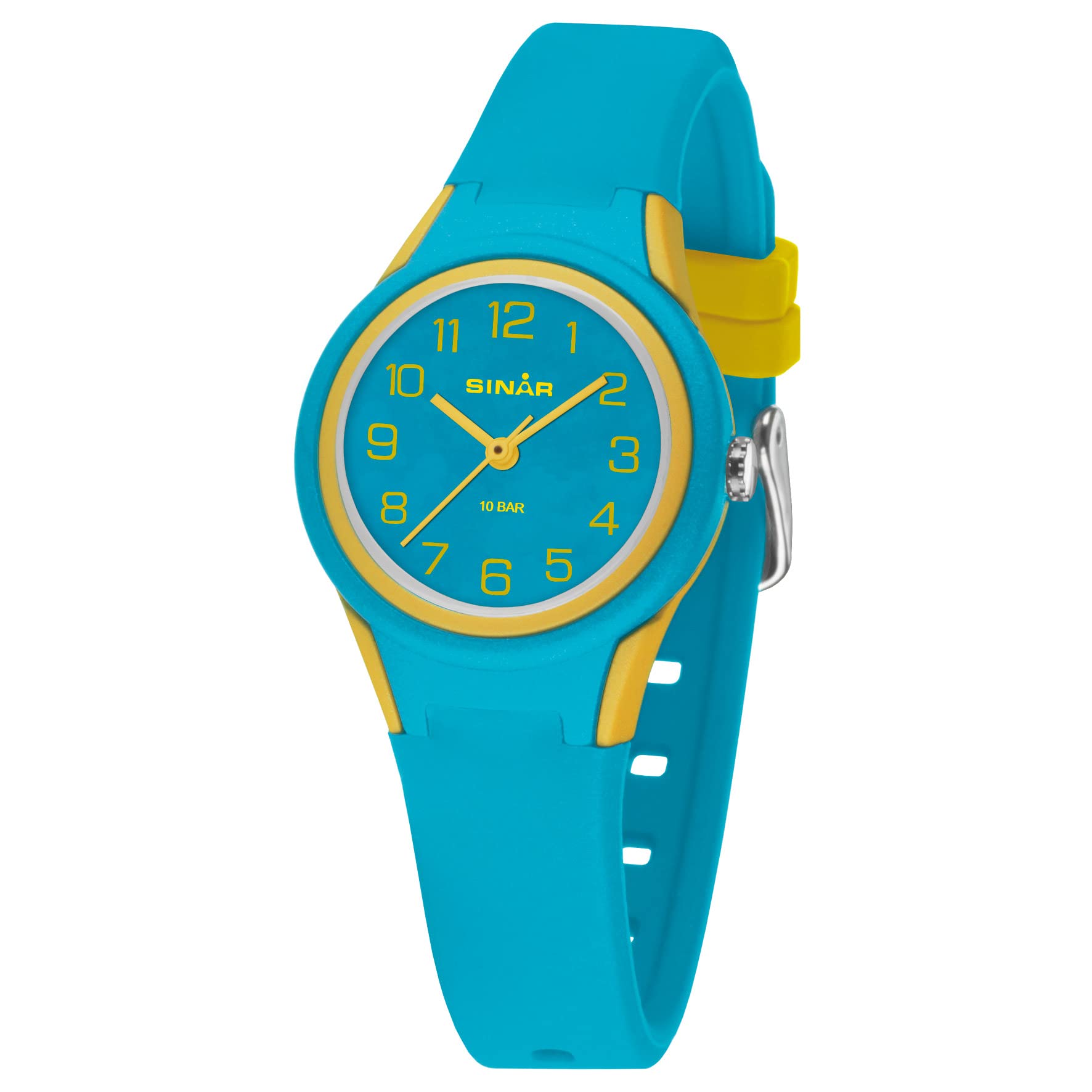 SINAR Girls Boys Unisex Watch Sports Watch Fitness Analogue Quartz 10 Bar Waterproof Turquoise Yellow XB-47-2, turquoise, Strap.