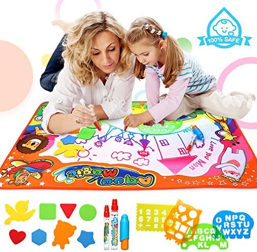ROYI Water Drawing Mat Extra Large Size Magic Mat Colorful Water Doodle Pad for Girls Boys Kids Drawing Learning Toy Educational with Abundant Free Gift