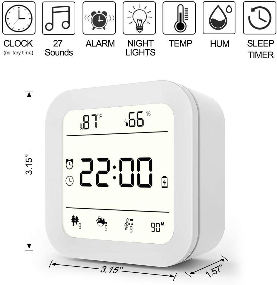 White Noise Machine Portable Sound Therapy Machine with Baby Night Light for Sleeping, Timer & Memory Features 27 Soothing Nature Sleep Sound Noise, Alarm Clock (Military Time) for Home, Office,Travel: Health & Personal Care