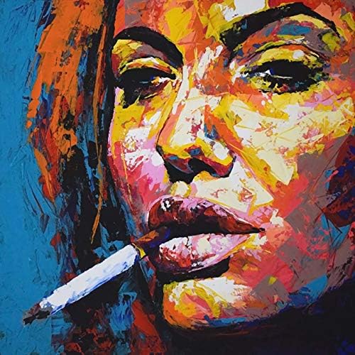Kaliosy 5D Diamond Painting an Art Painting of a Woman Smoking by Number Kits Paint with Diamonds Art for Adults, DIY Crystal Craft Full Drill Cross Stitch Decoration (12x16inch)