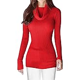 v28 Women’s Stretchable Cowl Neck Knit Long Sleeve Slim Fit Bodycon Sexy Sweater