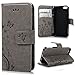MOLLYCOOCLE iPhone SE 5S 5G Case, Luxury Gray Butterfly Stand Wallet Purse Credit Card ID Holders Magnetic Design Flip Folio TPU Soft Bumper PU Leather Ultra Slim Fit Cover for iPhone SE 5S 5