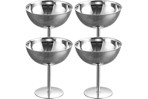 VOSAREA 4pcs Stainless Steel Dessert Bowls, 5oz Footed Ice Cream Cups Pudding Cups, Metal Serving Bowls for Sundaes, Yogurt, 