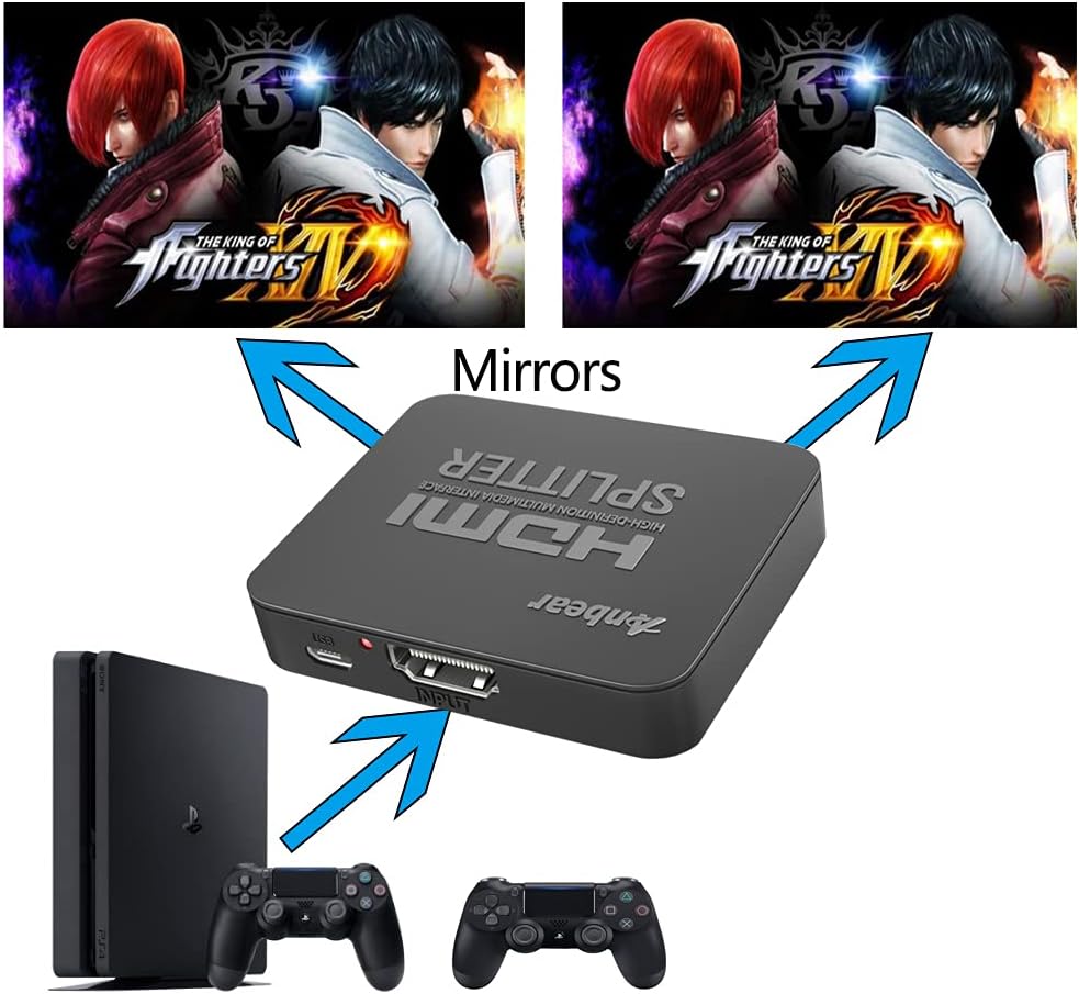 HDMI Splitter 1 in 2 Out 4K, Anbear HDMI Expand for Dual Monitors 1x2 HDMI Expand 1 to 2 Amplifier for Full HD 1080P 3D with High Speed HDMI Cable: Electronics