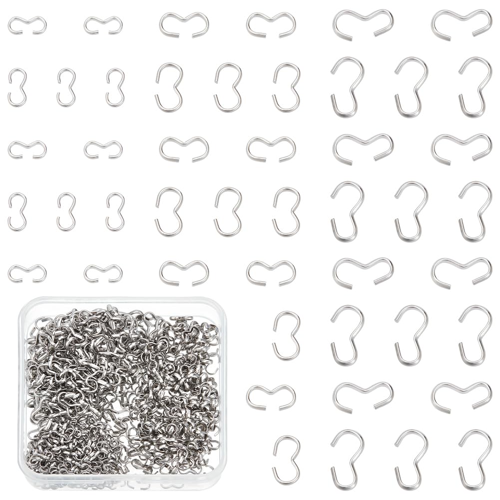 UNICRAFTALE About 600Pcs 3 Styles Stainless Steel Quick Link Connector Charms 6.5/8/10mm Long Number 3 Shaped Clasps Pendants Metal Pinch Clip Buckle Chain Findings Charm for Jewelry Making