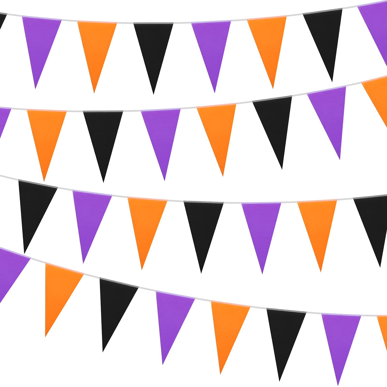 Tatuo 5 Pieces 165 ft Halloween Pennant Banner Black Orange Purple Pennant Flag Banner for Halloween Party Outdoor Indoor Hanging Decoration(3 Colors)