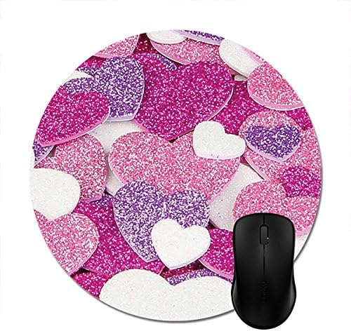 Starings Round Mousepads Glitter Rose Pink Gold Heart Paper Print Mouse Mat