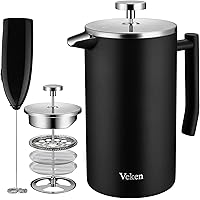 Veken French Press Coffee Maker, Double-Wall 304 Stainless Steel Coffee Press with Multi-Screen System, Rust-Free…