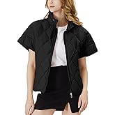 Ogfao Women's Puffer Vest Short Sleeves Lightweight Outerwear Vests Quilted Jacket Coat with Pockets