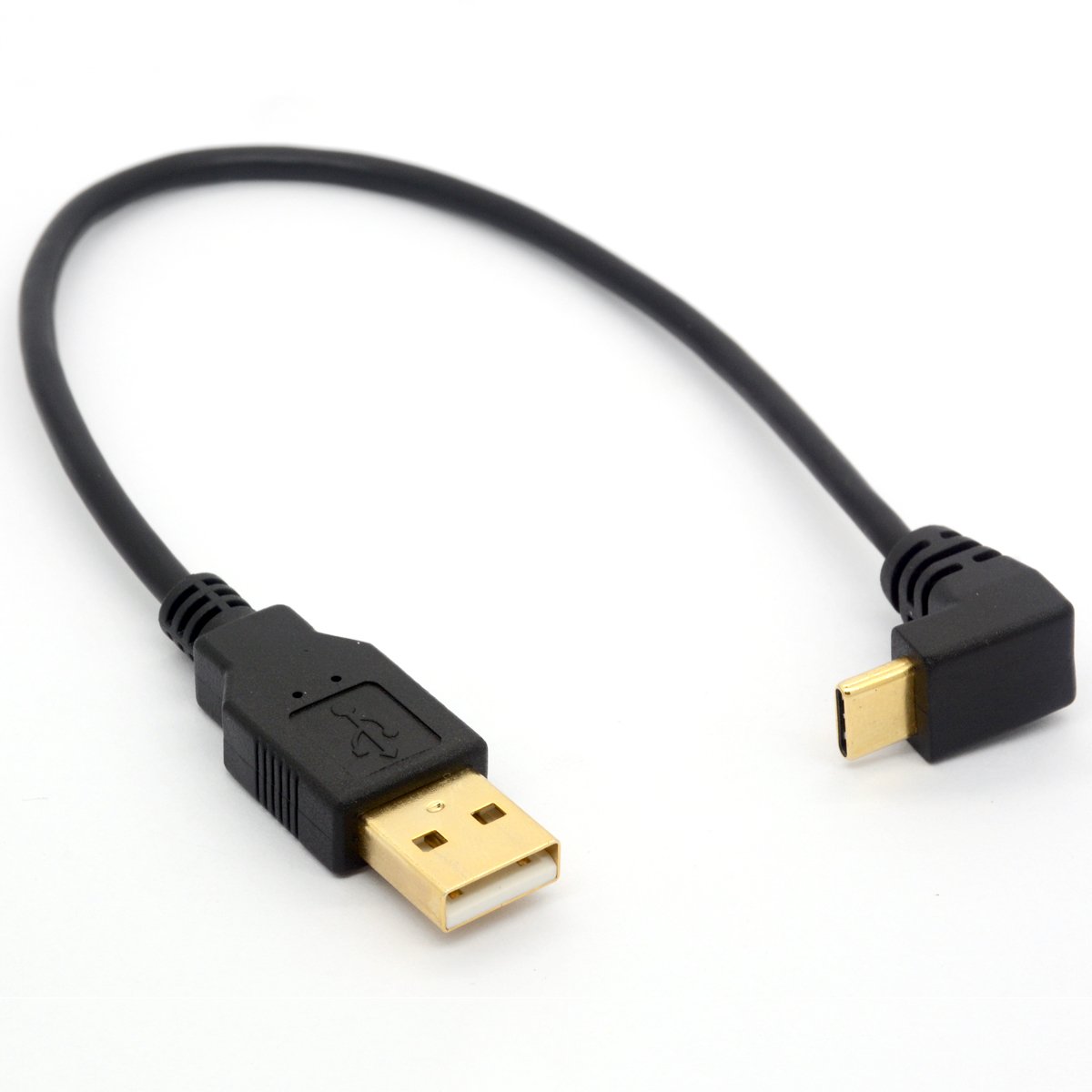 OpenII 90 Degree Angled USB Type C Male to USB Type A Male Cable Gold plated USB Sygn and Charge Adapter, 25 cm