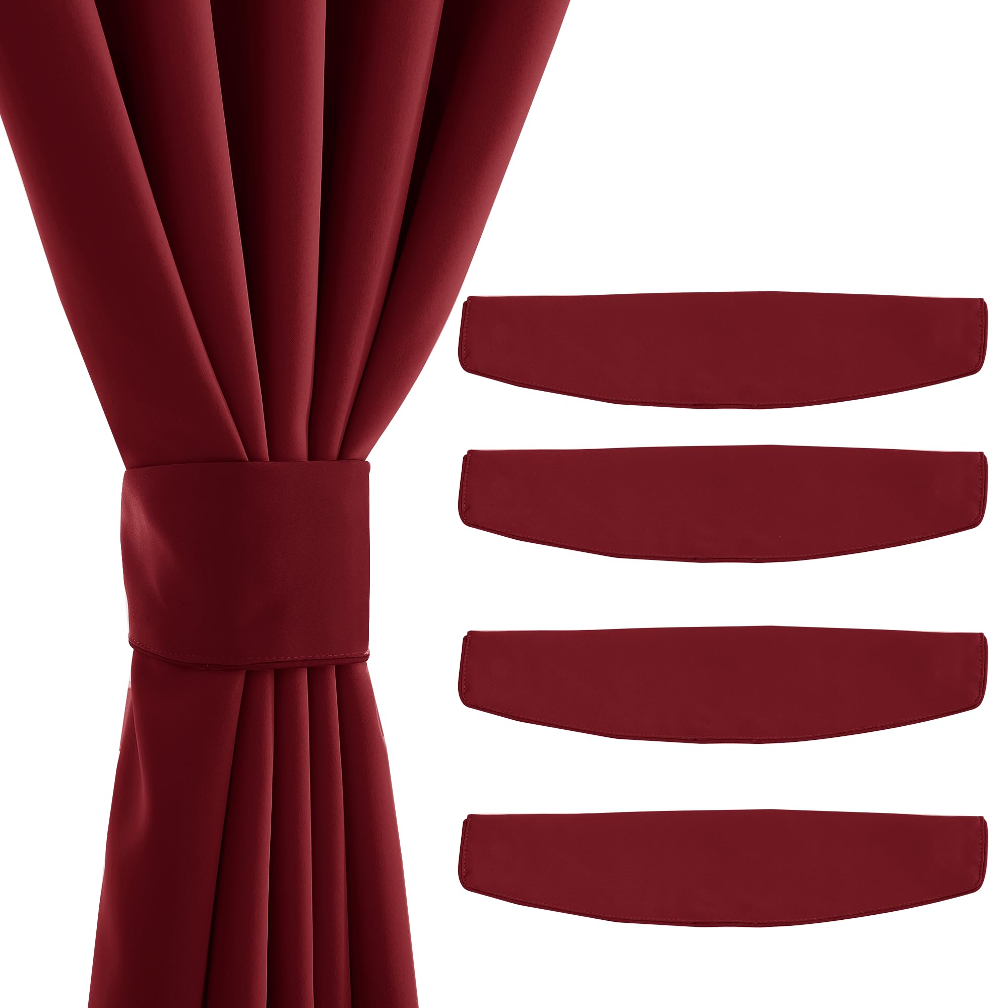 View 1 of *PARTIAL SET - ONLY 2 pcs*
NICETOWN Magnetic Curtain Tiebacks - Modern Unique Upgraded Design Decorative Drape Tie Backs Holder for Window Draperies, No Tools Required (Burgundy Red, 18.5 X 4 Inches, Set of 4)