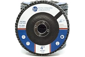 Benchmark Abrasives 4" x 5/8" Premium Zirconia Type 27 Flap Discs for Angle Grinder, 4 Inch Sanding Disc, Rust Removal, Deburring Finishing - Grinding Wheels (10 Pack) 40 Grit