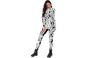 Sipumia Unisex Cosplay Halloween Bodysuit 3D Printed Party Skinny Catsuit Costume Outfit