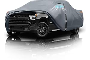 DOZENTRO Chevrolet Silverado 1500 Truck Cover Custom Fit 1998-2025 Crew Cab Short Bed(5.7'-5.8') With Door Zipper, 10 Layer Pickup Truck Cover Waterproof All Weather, Car Tarp for Wind Dust Sun etc Protection.