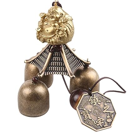 Generic Imported Chinese Buddha Coin Metal Bell Lucky Feng Shui Hanging Charm Wind Chime