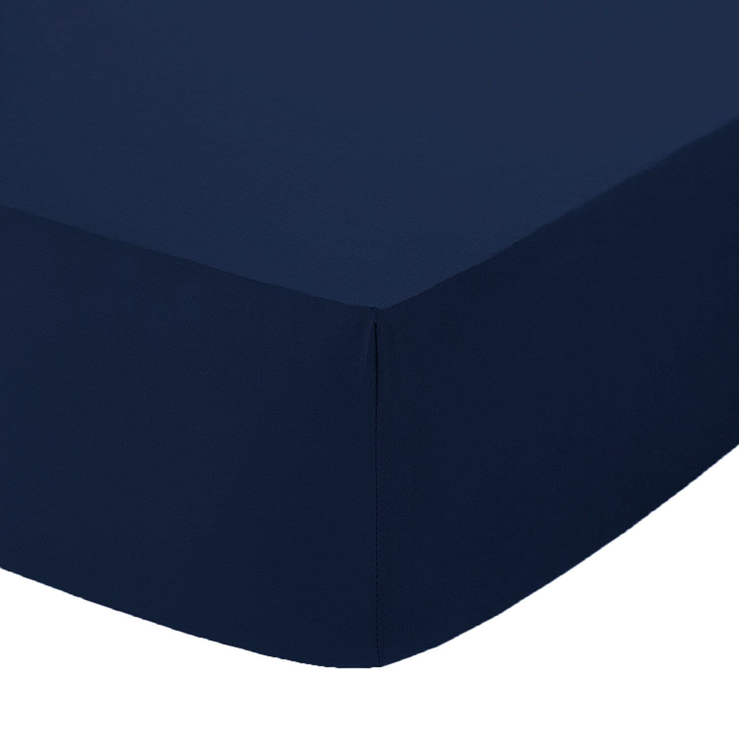 Comfy Nights Plain Dyed PolyCotton Fitted Sheet Or Pillow Pair (Double, Navy Blue)