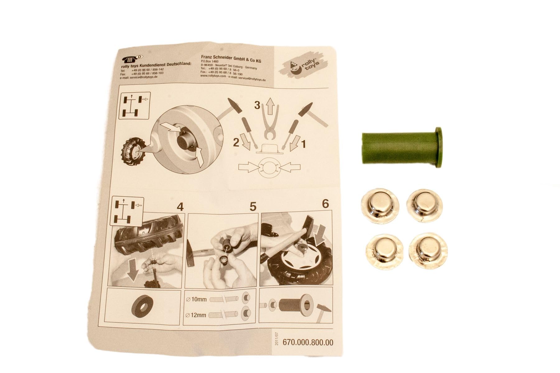 ROLLY TOYS Cap Bag with 4 x 12 mm Hat Caps & Mounting Aid