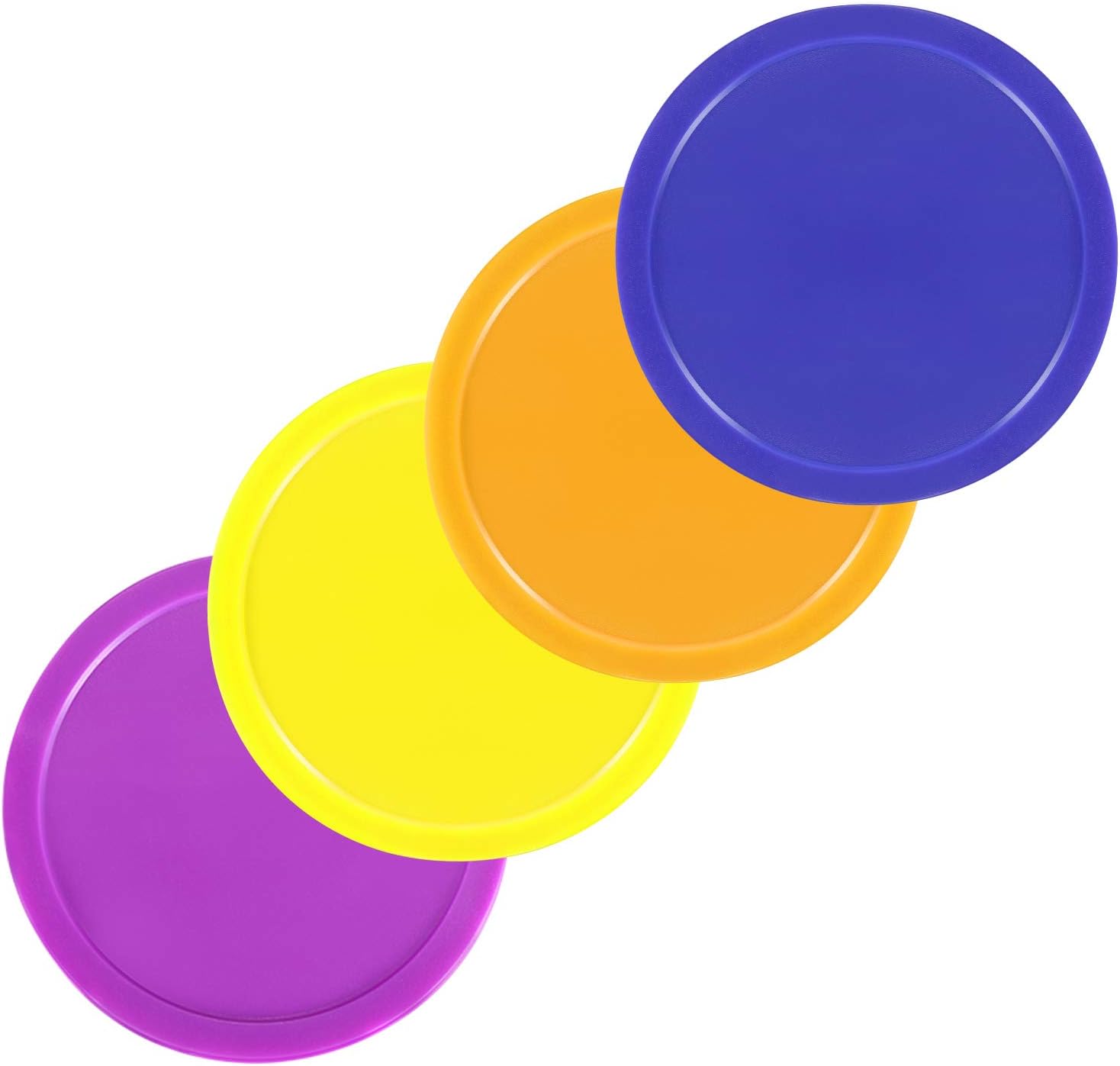 8 Pieces Air Hockey Pucks Replacement Round Pucks for Game Tables, Equipment, Accessories (Blue, Yellow, Purple, Orange, 3.2 Inch): Toys & Games