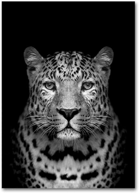 Amazon 動物キャンバス絵画 黒と白のアフリカ野生のヒョウのポスターとプリント壁アート写真リビングルームの家の装飾フレームなし アートフレーム ポスター オンライン通販