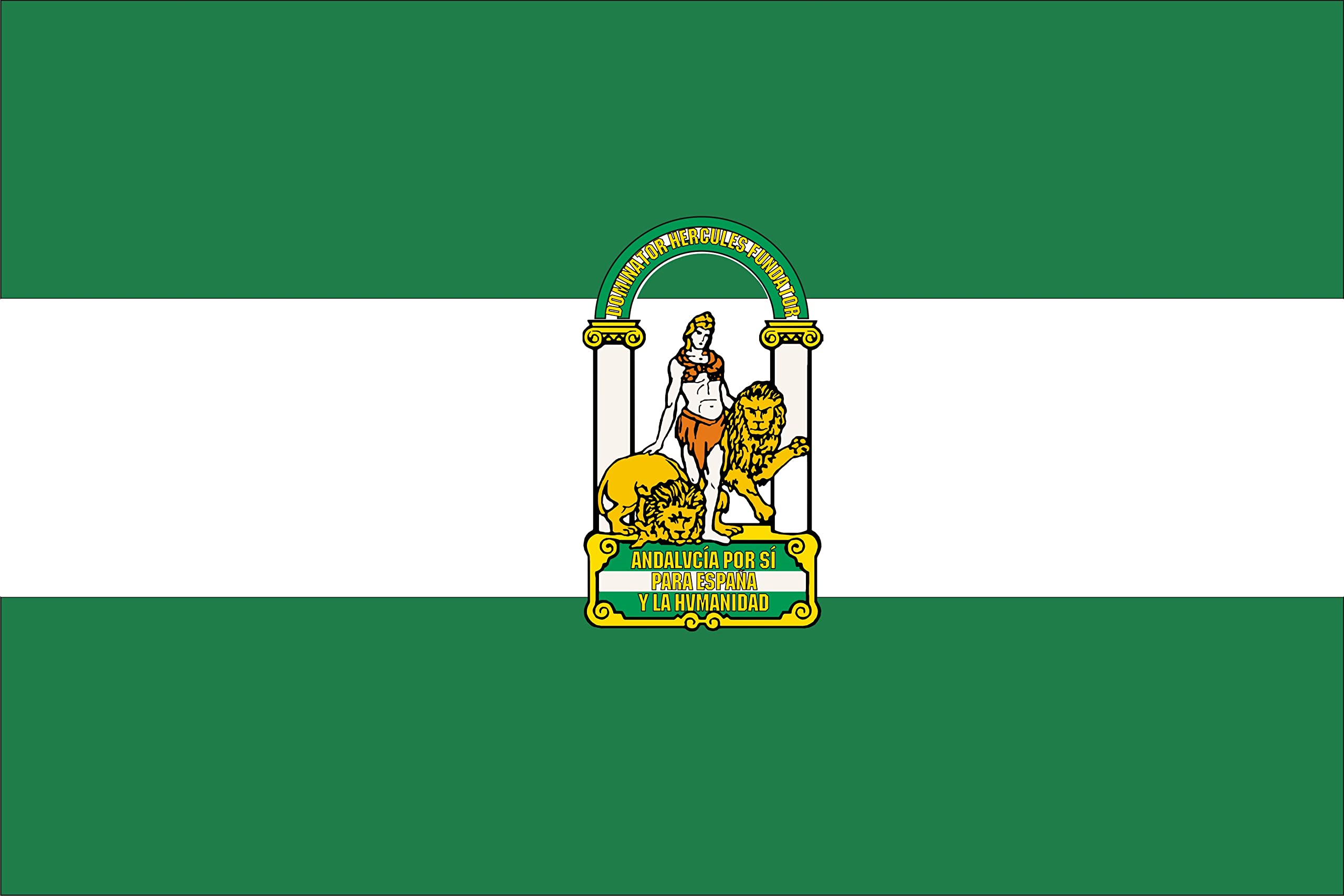 FLAG OF ANDALUSIA (SPAIN). SATIN POLYESTER 120D. SIZE L. 150X90 CM