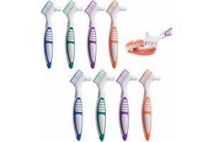 LinamHoz 8 PCS Denture Brush Dual Head Toothbrushes, with Soft and Hard Bristles for Effective Cleaning, Multi-Layered Bristl