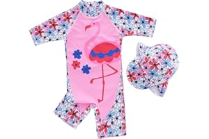Baby Girl One-Piece Rash Guard Bathing Suit Toddler Swimwear UPF 50+ Sun Protection Swimsuit Outfit with Zipper
