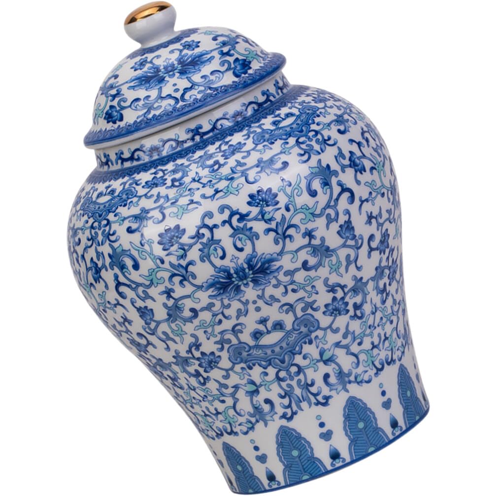 Ciieeo Ceramic Tea Canister with Lid 12.20Oz Blue and White Porcelain Storage Jar Vintage Chinese Style Kitchen Tea Storage Container for Loose Leaf and Dry Food