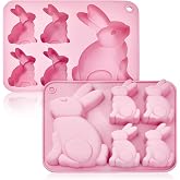 6&rdquo; Bunny Chocolate Candy Molds, 2 Pack Easter Silicone Molds Small Bunny Baking Pan for Chocolates Candy Muffin Brownie &amp; Mini Cakes Making, Rabbit Cake Mold Easter Baking Supplies