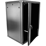 Navepoint 18U Deluxe IT Wallmount Cabinet Enclosure 19-Inch Server Network Rack with Locking Glass Door 24-Inches Deep Black