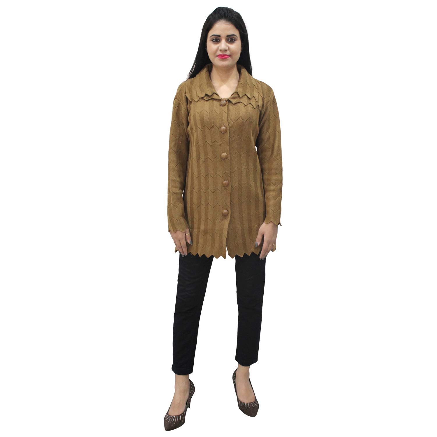 matelco womens woollen long cardigan with collars