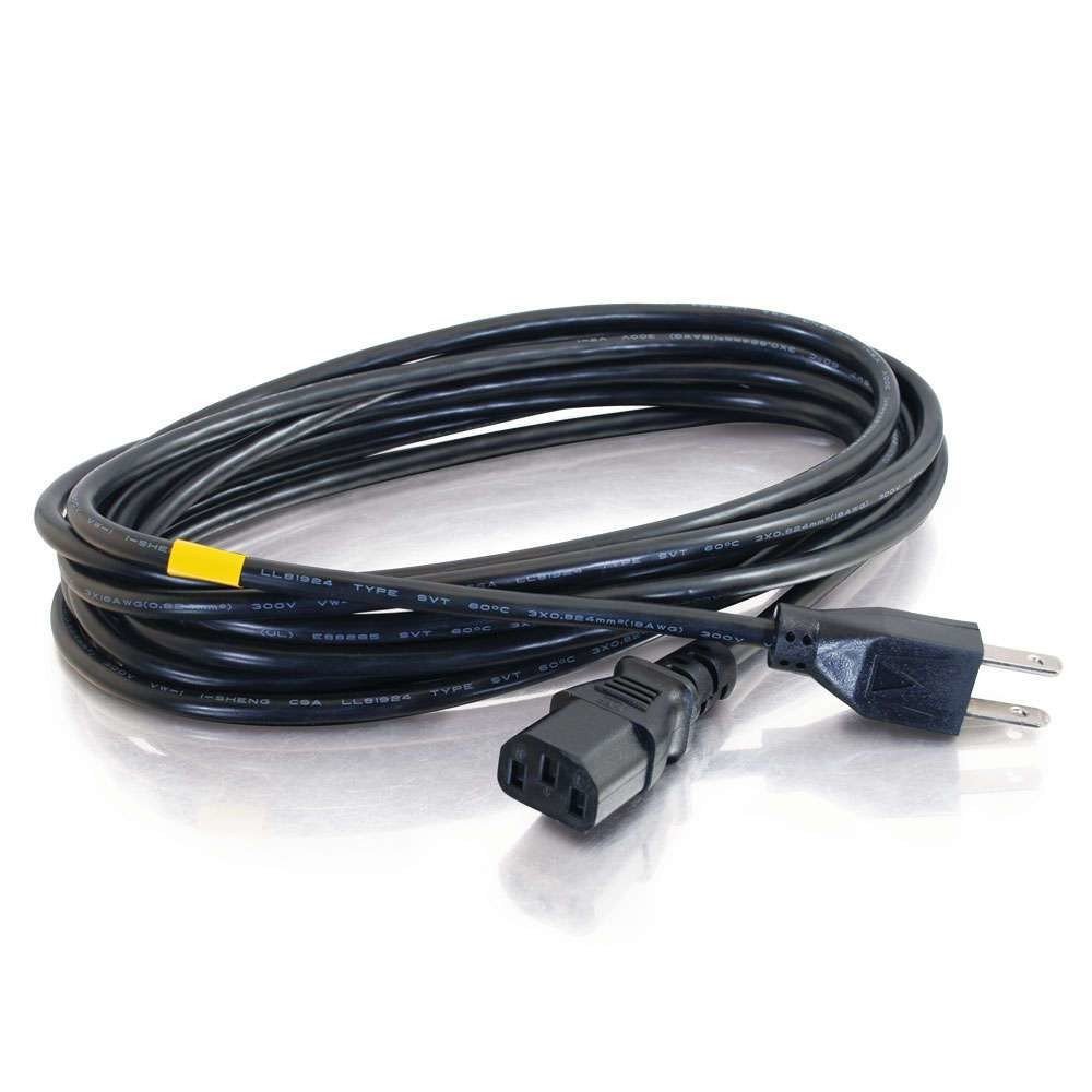 C2G 80672 1.8m US Power Cable 18 AWG North American Power Cord ( NEMA 5-15P to IEC320C13) 6 Foot US Power Lead,Black