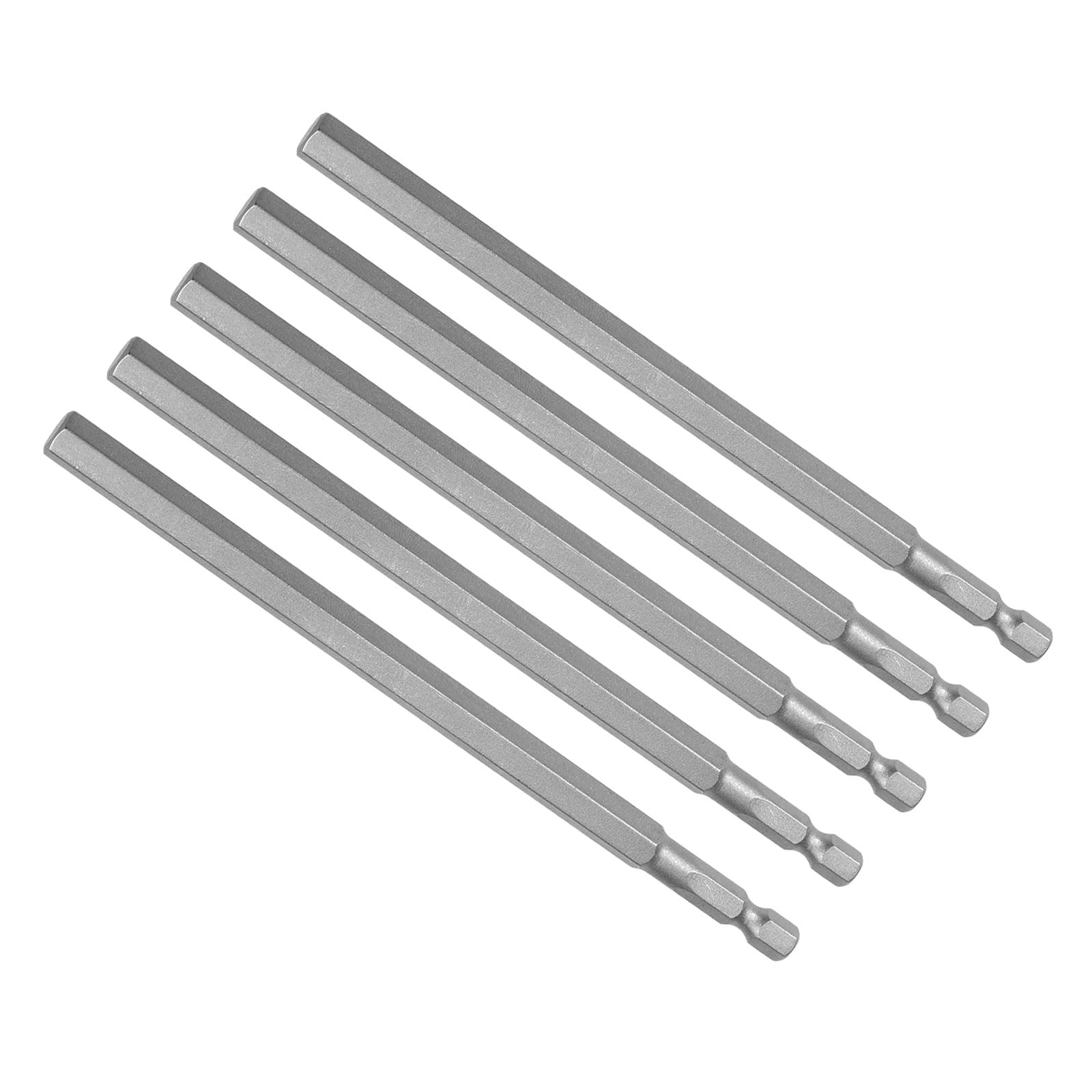 CoCud Hex Head Wrench Bit, H8 Hex Head 1/4" Hex Shank 150mm Long, S2 Alloy Steel Screwdriver Bit - (Applications: for Electric Drill), 5-Pieces