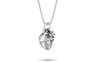 Sacina Gothic Anatomical Heart Necklace, Gothic Punk Alternative Style Women's 18+ Stainless Steel No Gemstone