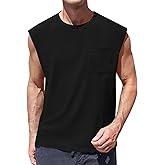 ZIWOCH Mens Sleeveless Tank Tops Workout Cut Off Shirts Muscle Gym T Shirts with Pocket