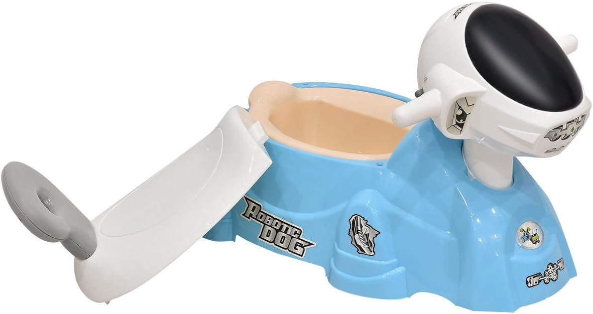 Kids Baby Potty Training Toilet Trainer Seat with Music Slide Function Blue Dog Only by eight24hours