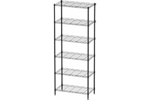 SINGAYE 6 Tier Adjustable Storage Shelf Wire Shelving Unit Metal Shelves Unit Storage, Standing Shelf Units,21.25" W X 11.41D X 69 "H (Black)