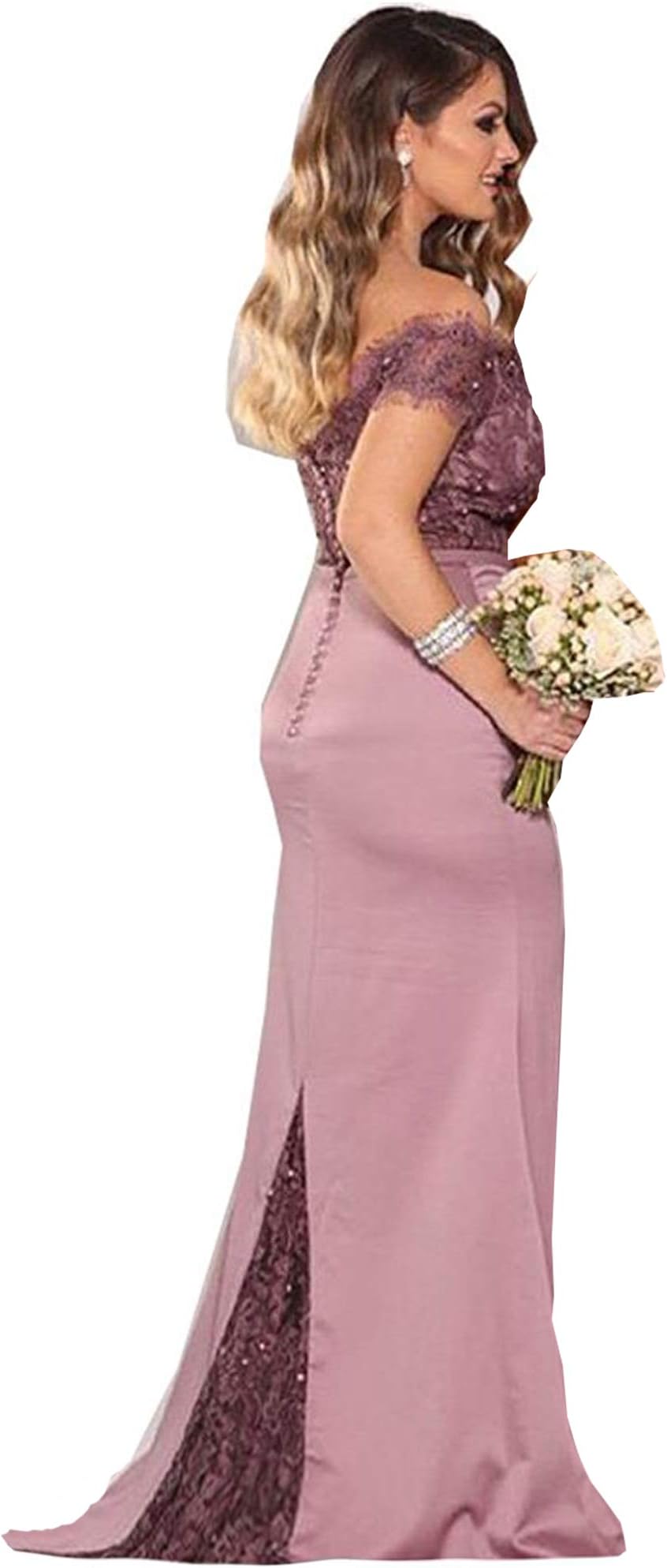 Fanciest Women's Lace Bridesmaid Dresses Long 2020 Formal Mermaid Maid of Honor Gowns
