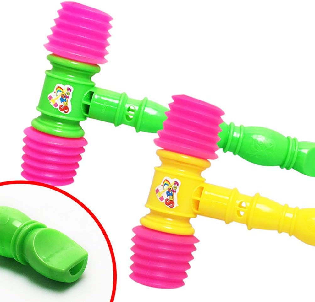 Rivadal 2 Pcs Baby Whistle Hammer Plastic Gavel Squeaky Toy Kids Handle Hammer Noisy Whistle
