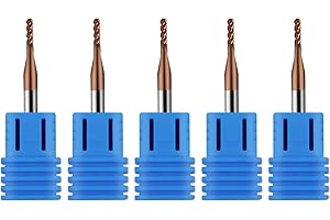Zorqon 1/16" Carbide Ball Nose End Mills, TISIN Coated, 4 Flute, End Mill Bits for Alloy Steels and Hardened Steels, 1/8" Shank Diameter- 5pcs