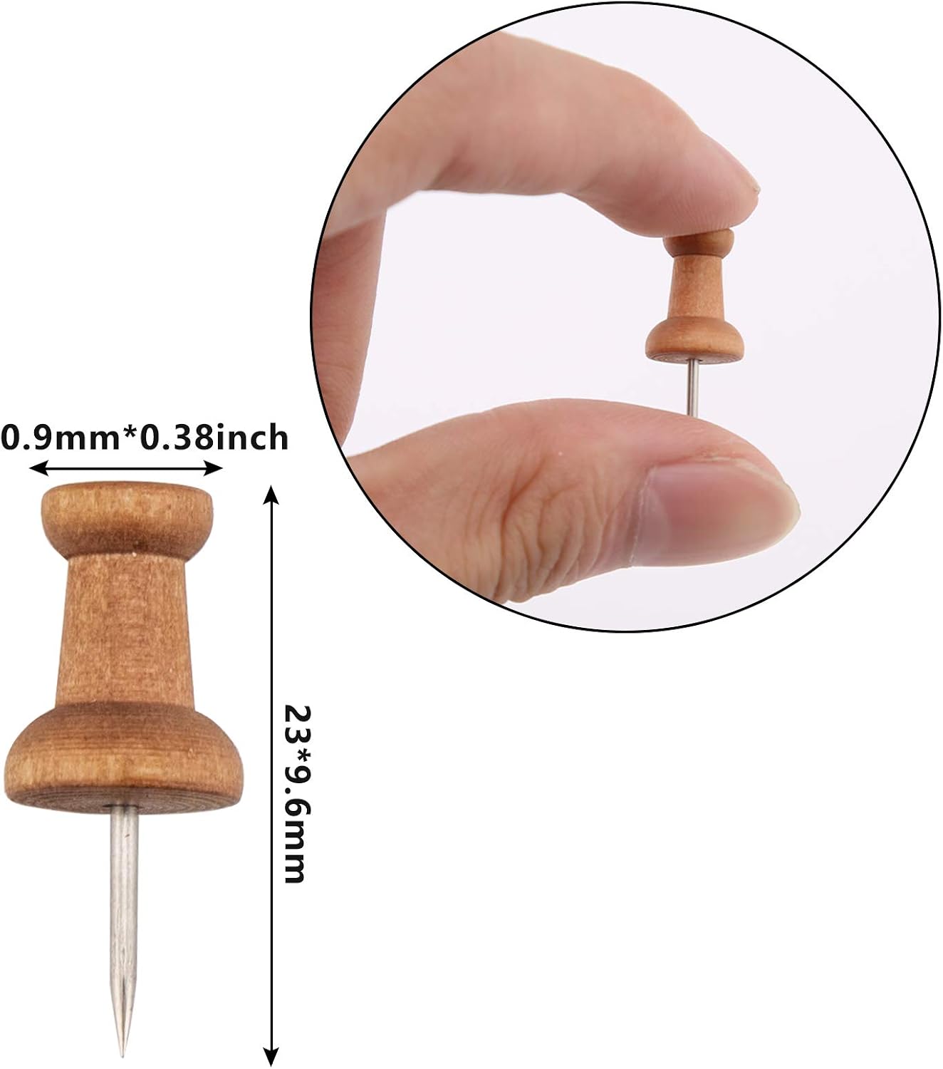 AIEX 100 Pieces Wood Push Pins Map Push Pins Map Pins with Steel Tip for Cork Display Board Craft Projects - Image 3