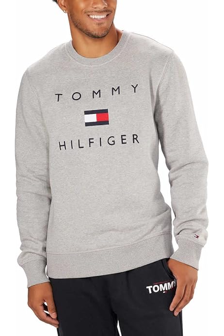 Tommy Hilfiger Mens Midweight Crewneck Sweatshirt (as1, alpha, xx_l,  regular, regular, Grey Heather) at Amazon Men's Clothing store