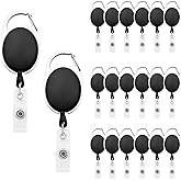 Fushing 20Pcs Retractable ID Badge Holders ID Badge Reels with Clip Retractable Badge Holders for Office Worker Doctor Nurse (Black)