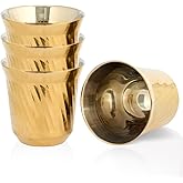 DECOLUSH 75mL (2.5 Ounce) Stainless Steel Espresso Cups - 4 Pack Double Wall Insulated Cups Demitasse Cups Coffee Cup For Drinking, Drinking Coffee, Drinking Beverages(Golden Ripple)