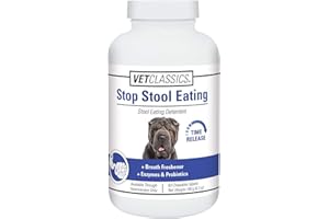 Vet Classics Stop Stool Eating Pet Health Supplement for Dogs – Dog Breath Freshener – Stops Dogs from Eating Stool – Enzymes, Probiotics – 60 Chewable Tablets