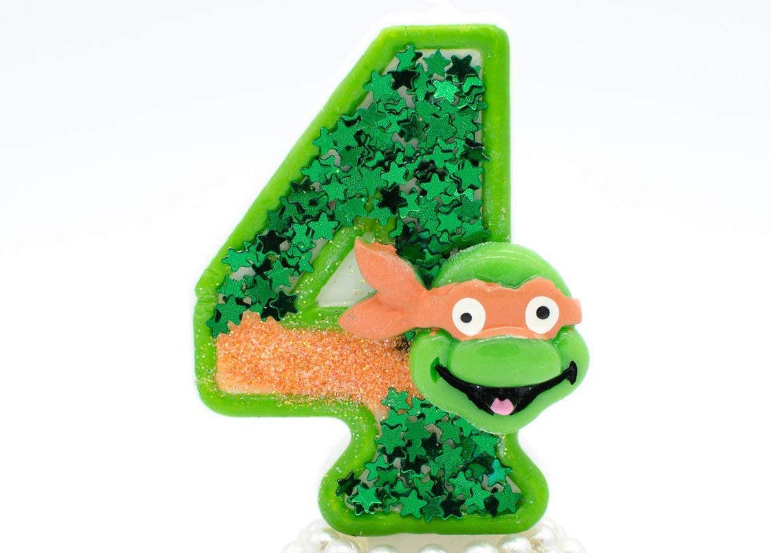 Teenage Mutant Ninja Turtles Birthday Candle - 4th Birthday Cake Decorations, Toppers - Ninja Turtles Birthday Party Decorations for Boys