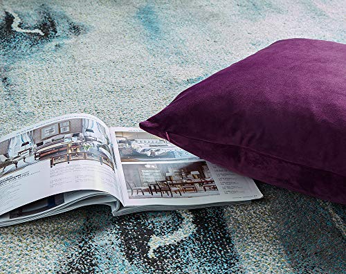 COMFORTLAND 16 x 16 Decorative Pillow Covers Pack of 2 Solid Soft Velvet Square Throw Pillow Cases Set Accent Pillowcases Euro Cushion Covers for Farmhouse Indoor Bedroom Sofa Couch Bed Kids,Eggplant - Thumbnail 5