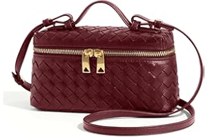 WICDIC Womens Leather Woven Crossbody Purse Fashion Square Handbag Cute Satchels Shoulder Bag Mini Top-Handle Handbag