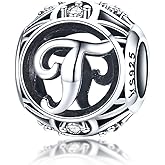 RUKYF Letter Charms 925 Sterling Silver Initial A-Z Bead Charms for Bracelets Necklaces, Cubic Zirconia Alphabet Beads Personalized Gifts for Women