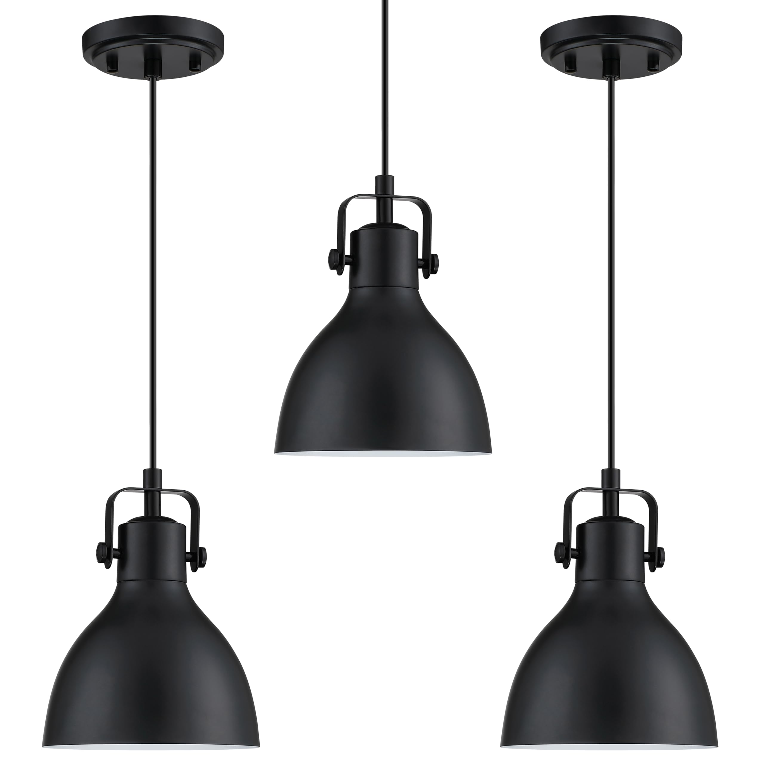 Photo 1 of 1 Light Hanging 6.5" Metal Drum 3 Pack Kitchen Island Pendant Ceiling Light Industrial Fixture,Black Finish for Over Sink Bar Dining Room Corridor Entryway Hallway